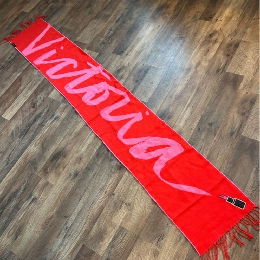 Victoria's Secret Pink Red Scarf 78" Preppy Girly Feminine Sassy Winter Coquette